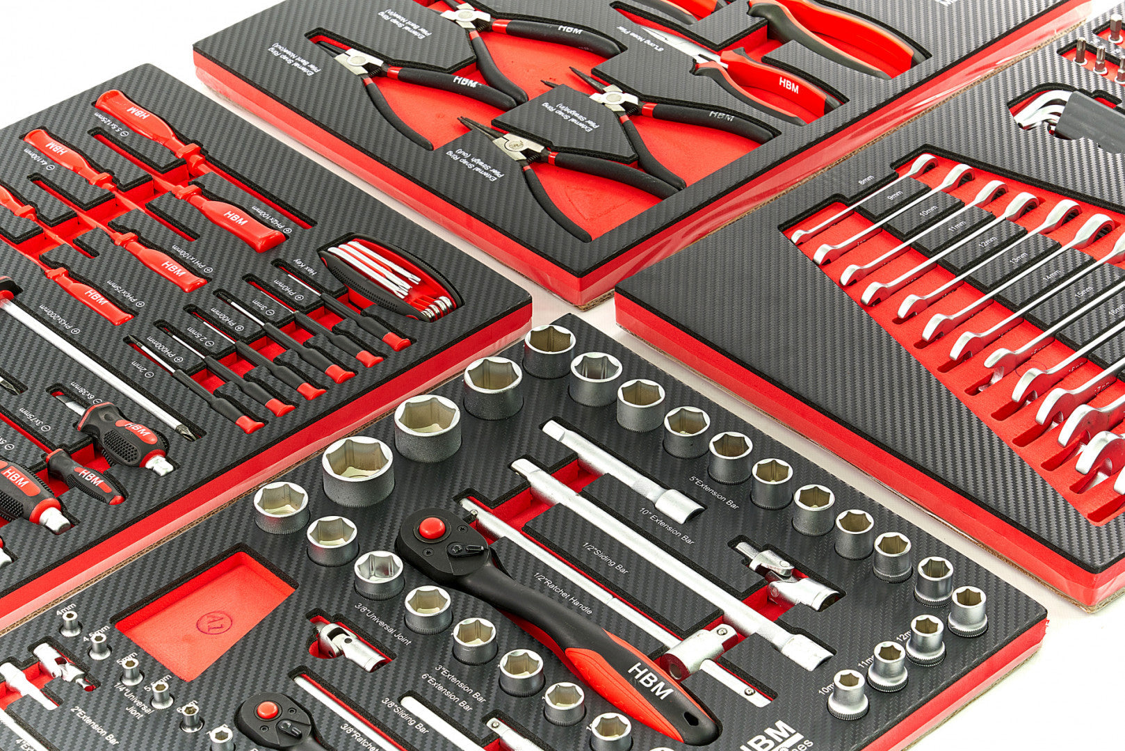 Szerszámos szekrény – szerszámos kocsi modul készlet 4 db 154 db – HBM MACHINES, hollandia – méretek: 39 x 54,5 cm