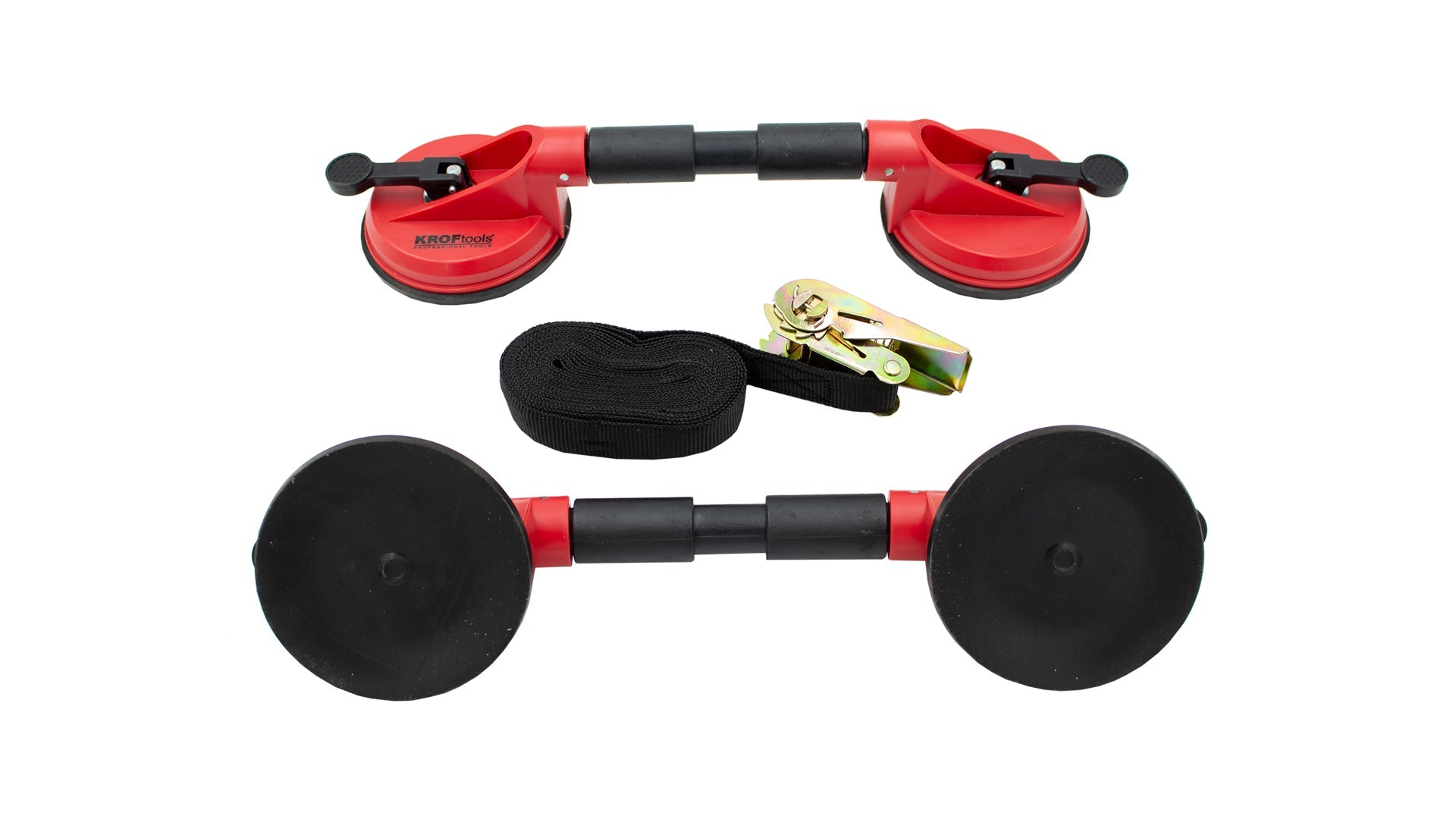 Szélvédő fogó/kiemelő tapadókorong készlet rögzítőgurtnival 3 db KROFTOOLS