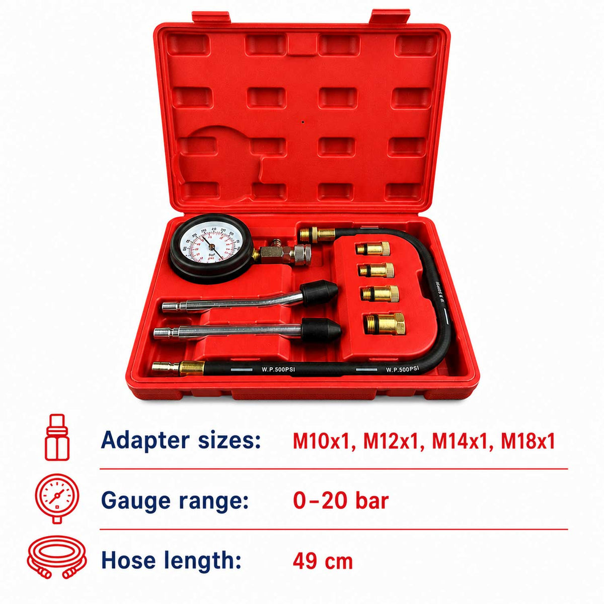 Benzines kompressziomérő 8 db GEBO TOOLS