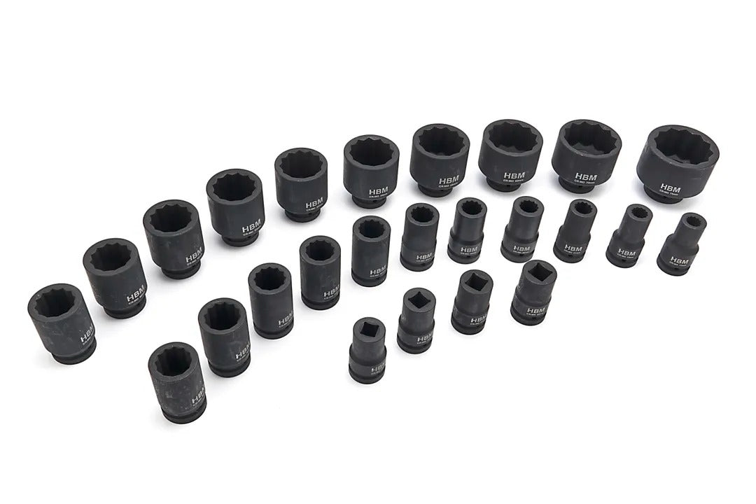 Tizenkétszögű gépi dugókulcs készlet, csillag profil, 17–75 mm HBM