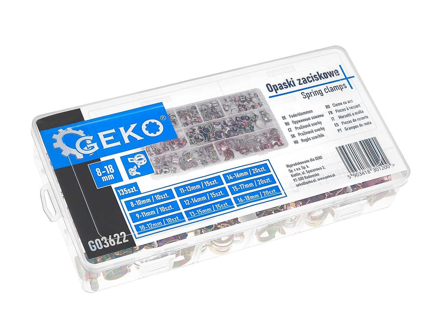 Tömlőbilincs készlet 135 db GEKO
