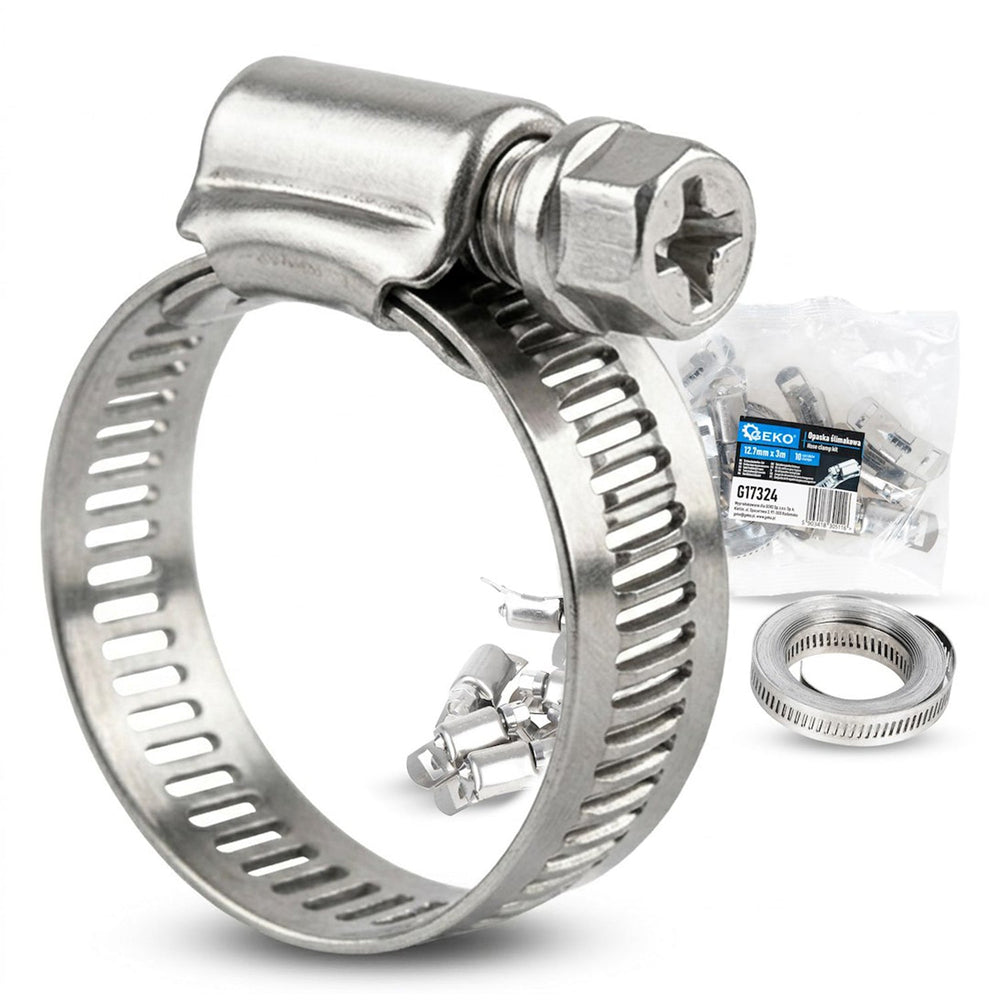 Tömlőbilincs készlet féMSzalagos 12,7 mm × 3 m 10 db GEKO