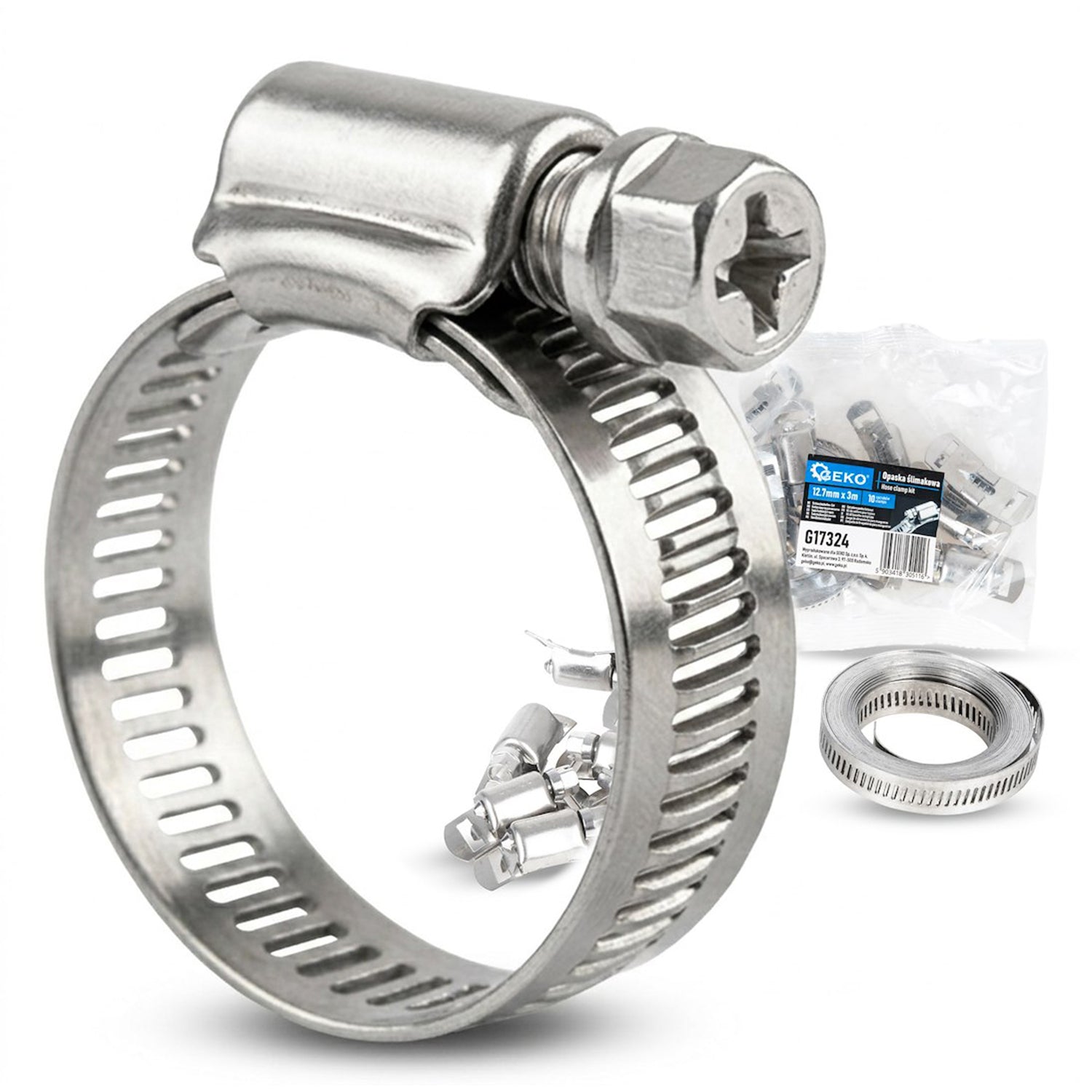 Tömlőbilincs készlet féMSzalagos 12,7 mm × 3 m 10 db GEKO