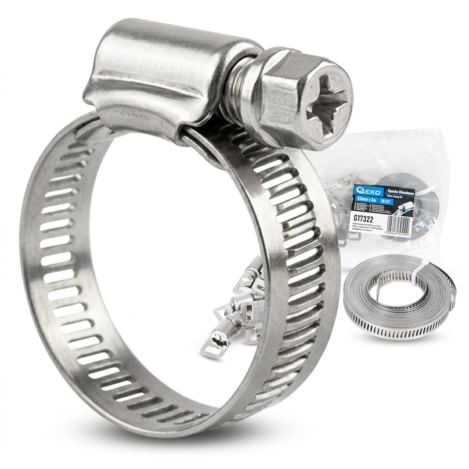 Tömlőbilincs készlet féMSzalagos 8 mm x 3 m 10 db GEKO