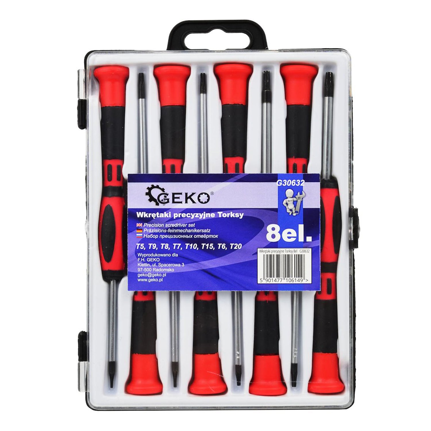Torx csavarhúzó készlet t5–t20 8 db GEKO