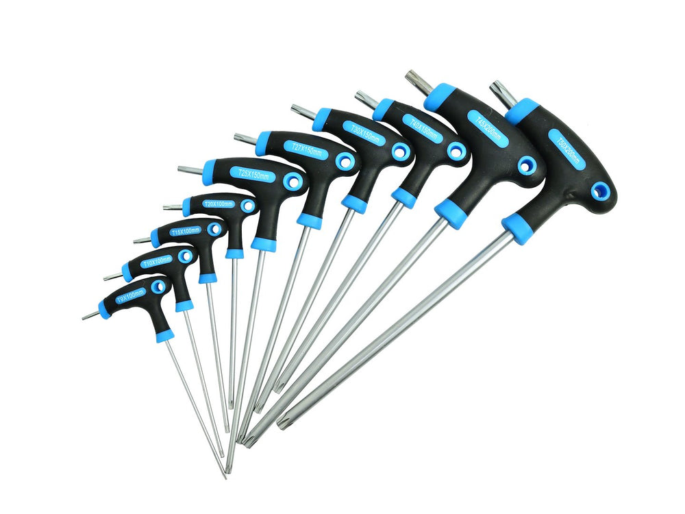 Torx kulcs készlet t fogantyúval t9-t50 10 db