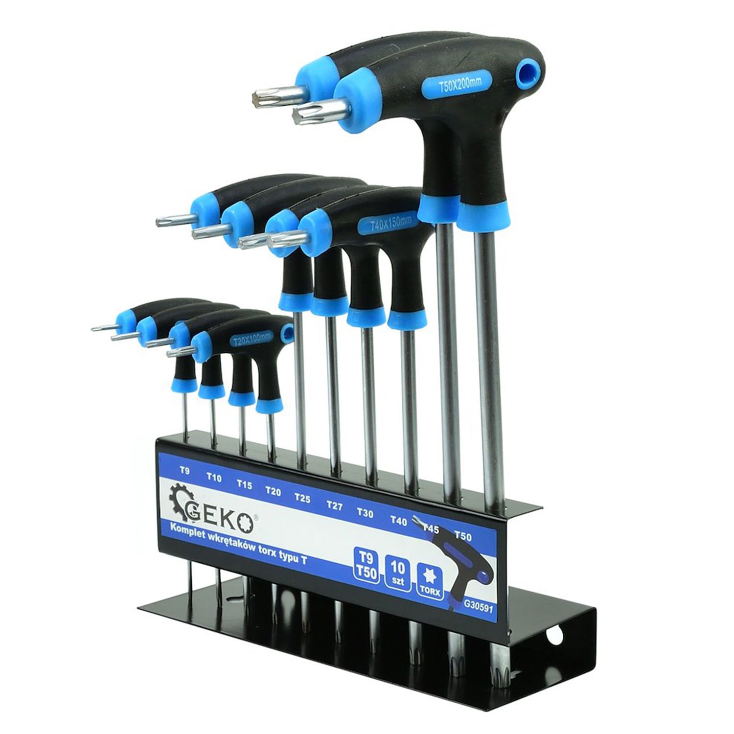 Torx kulcs készlet t fogantyúval t9-t50 10 db