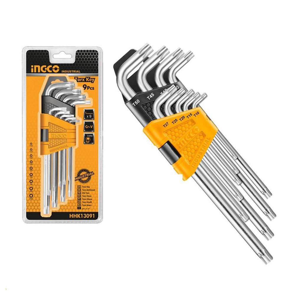 Torx l-kulcs készlet álvánnyal 9db INGCO