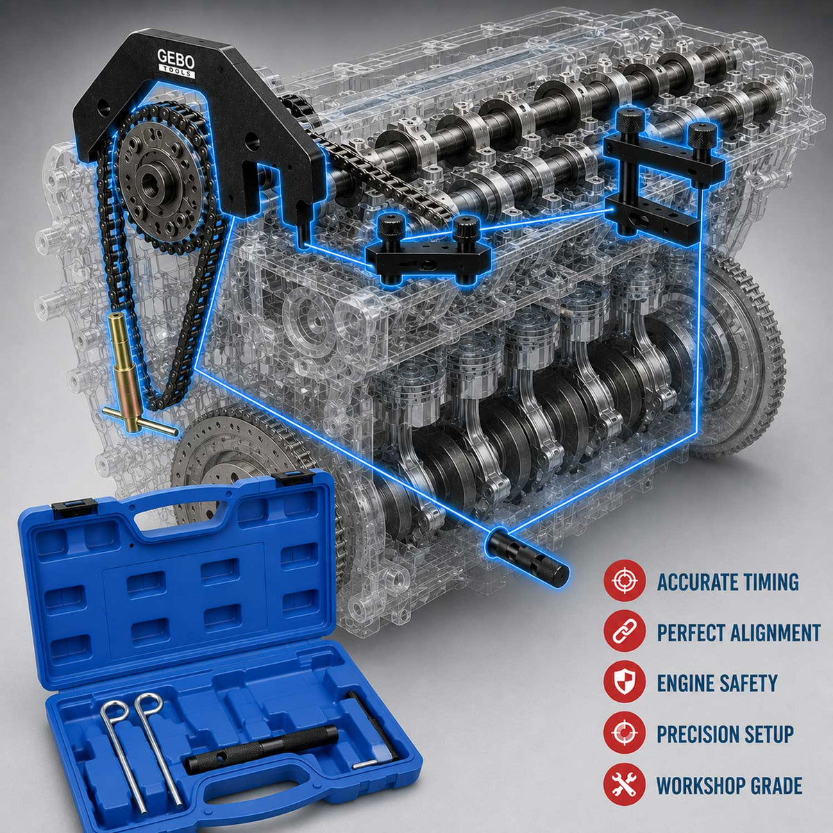 Vezérlésrögzítő készlet BMW m47 m57 2.0 3.0 d GEBO TOOLS