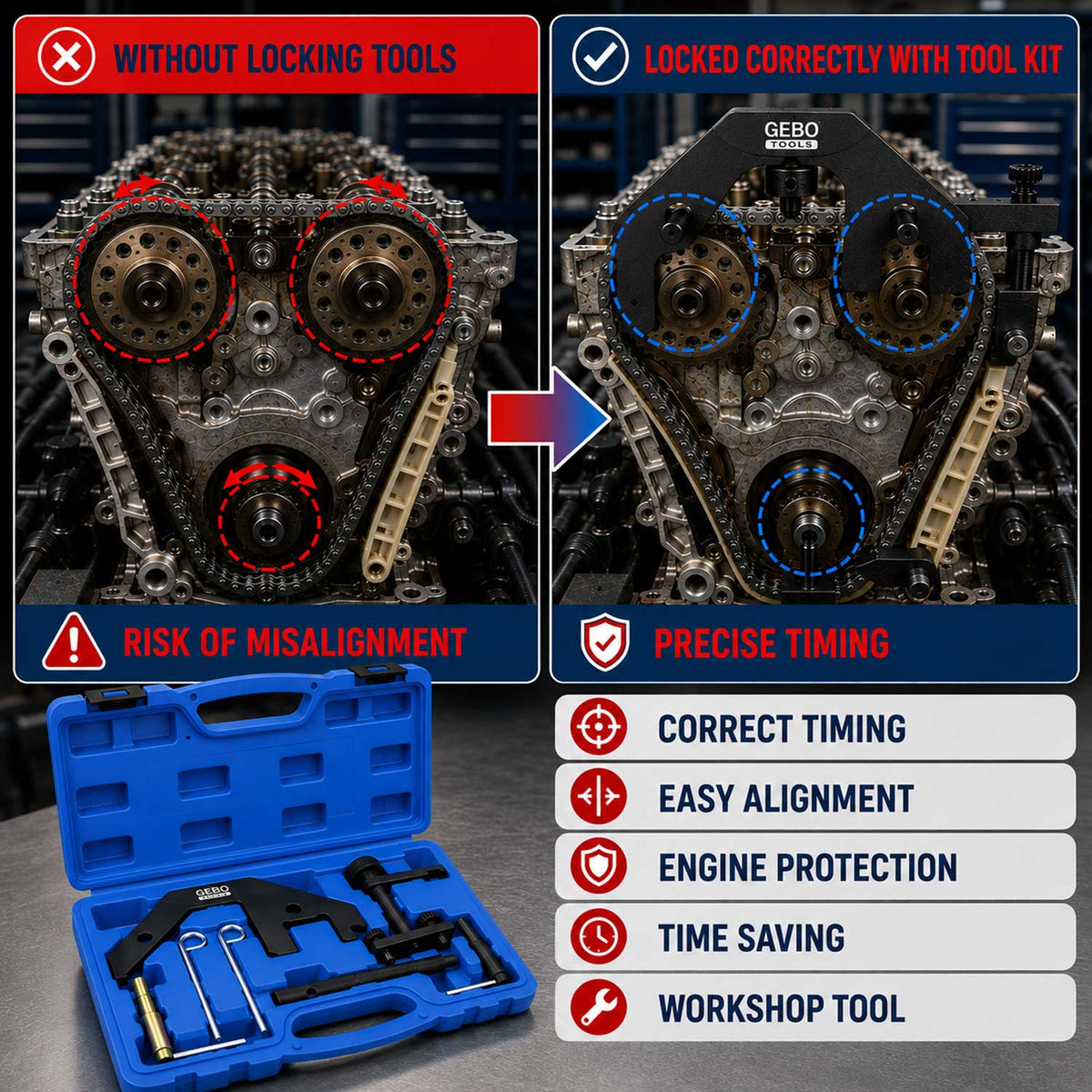 Vezérlésrögzítő készlet BMW m47 m57 2.0 3.0 d GEBO TOOLS