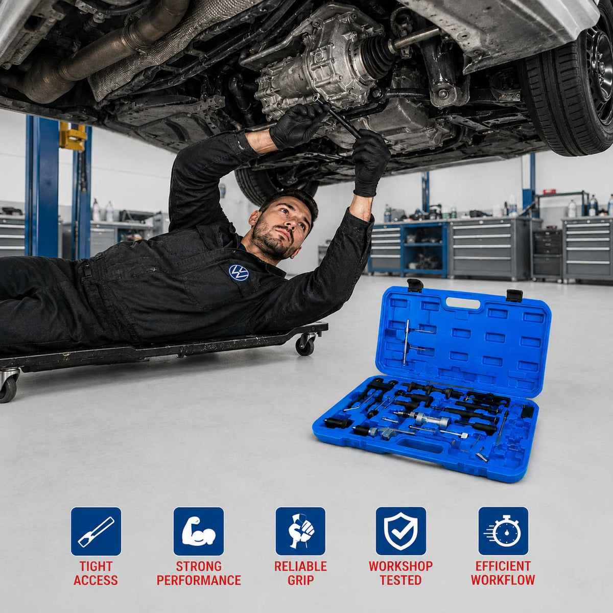 Vezérlésrögzítő készlet VW AUDI SEAT SKODA 1.2 1.4 1.6 1.9 2.0 2.5 3.3 díezel és benzin GEBO TOOLS