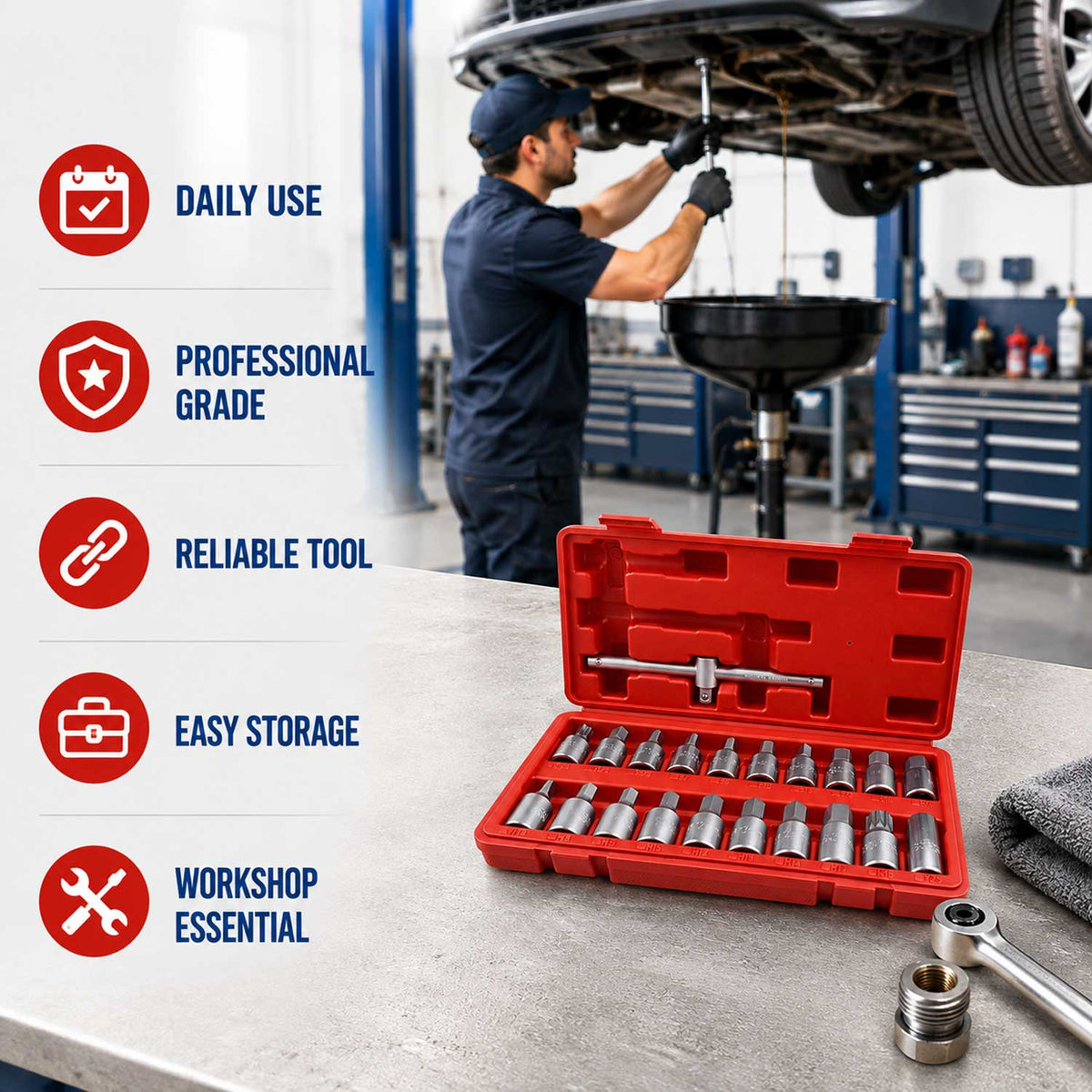 Olajteknő kulcs készlet 21 db GEBO TOOLS