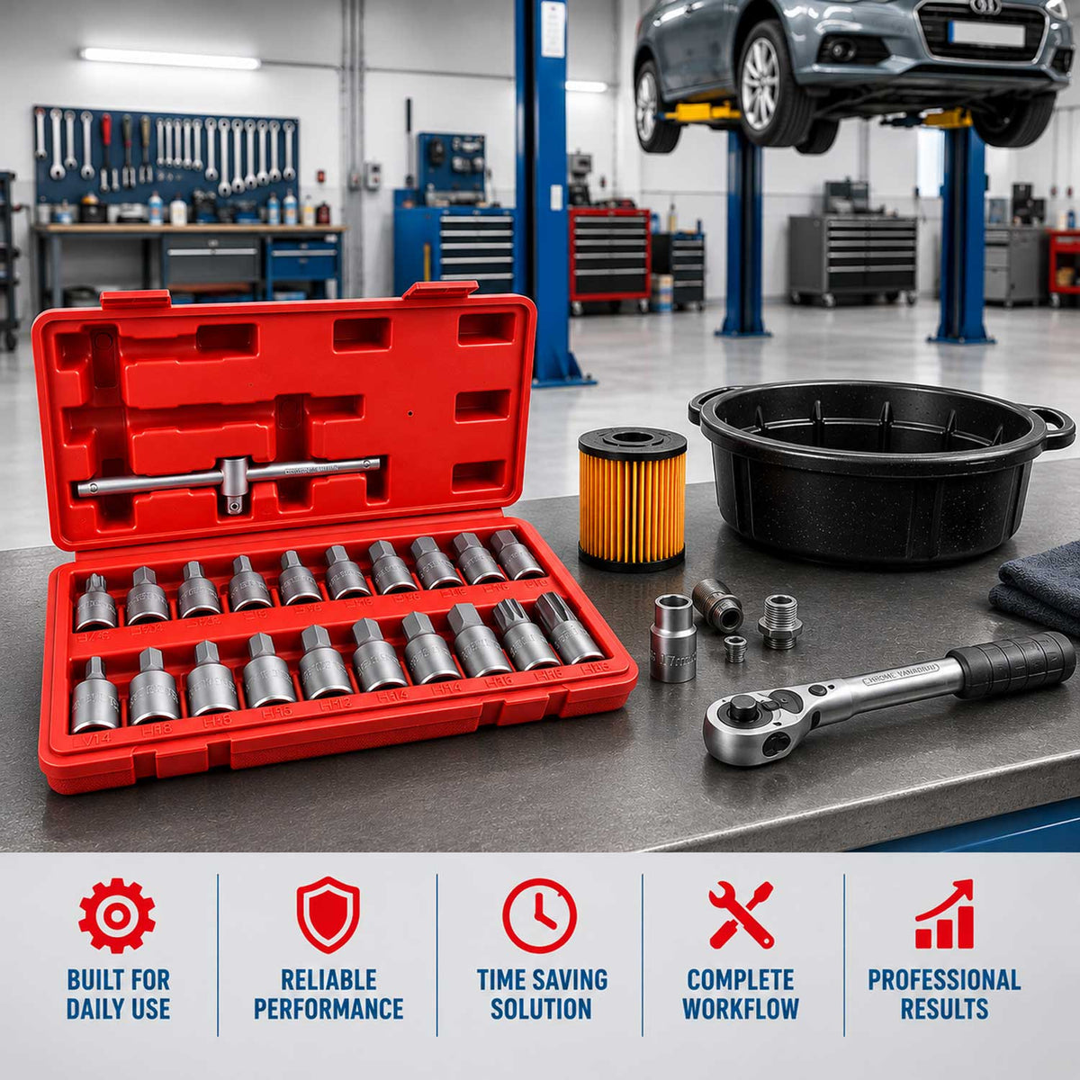Olajteknő kulcs készlet 21 db GEBO TOOLS