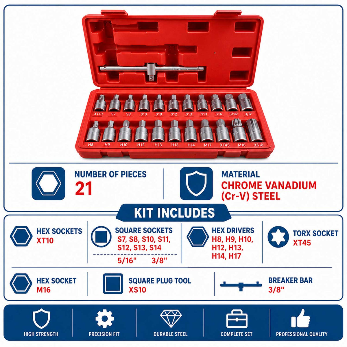 Olajteknő kulcs készlet 21 db GEBO TOOLS