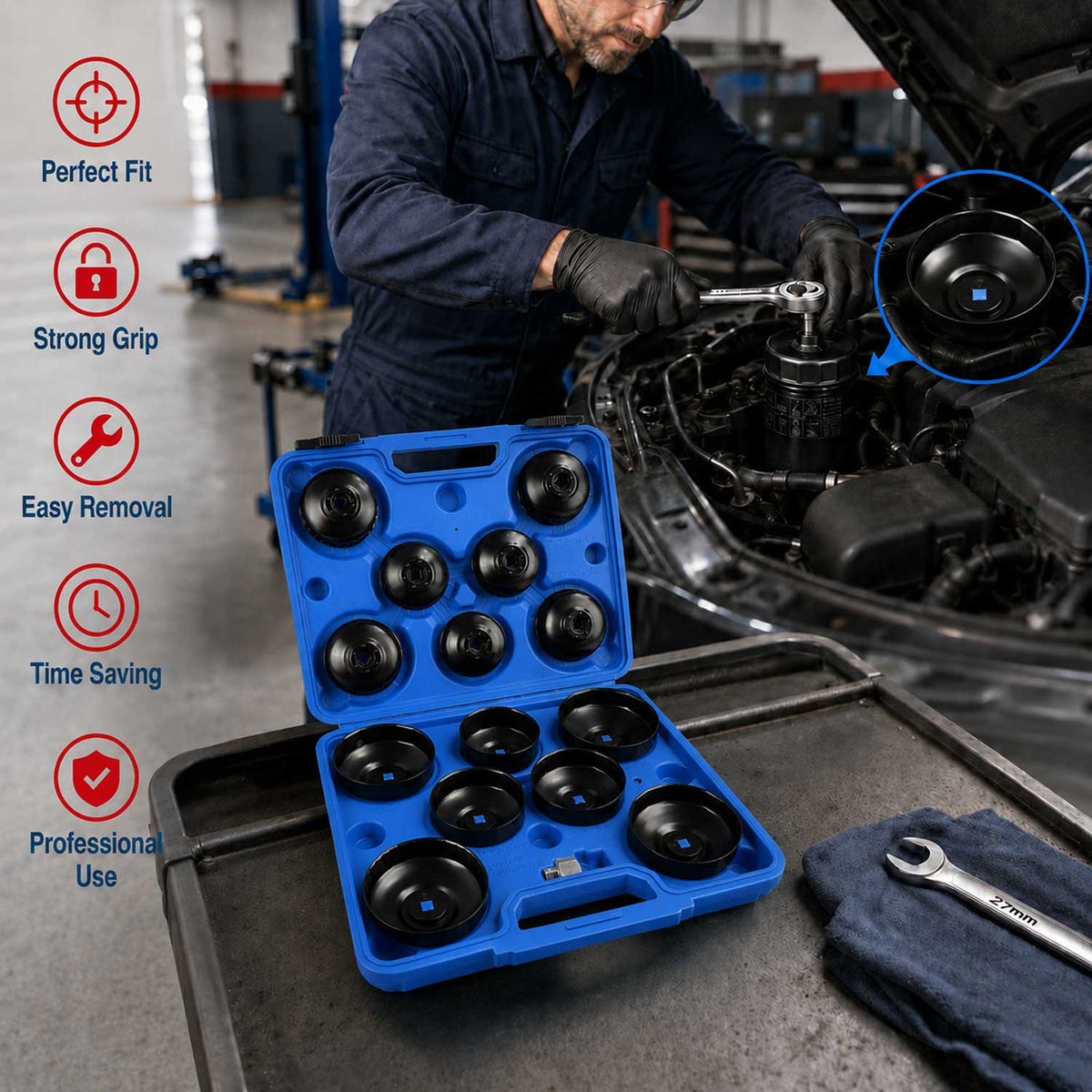 Olajszűrő kulcs készlet 14 db GEBO TOOLS