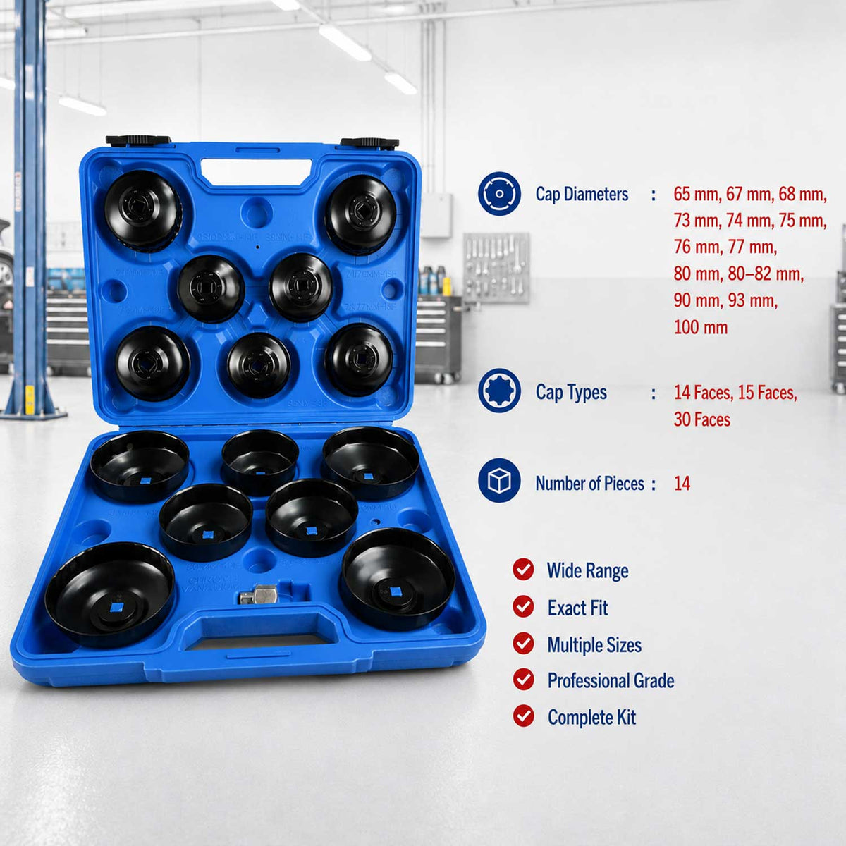 Olajszűrő kulcs készlet 14 db GEBO TOOLS