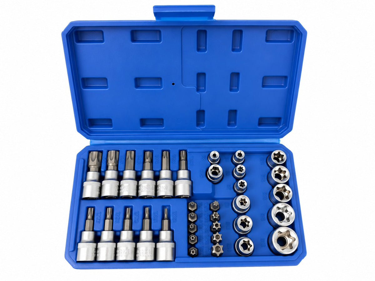 Dugókulcs készlet e-profil TORX 3/8" 34 db t10-t60 e4-e20 GEBO TOOLS