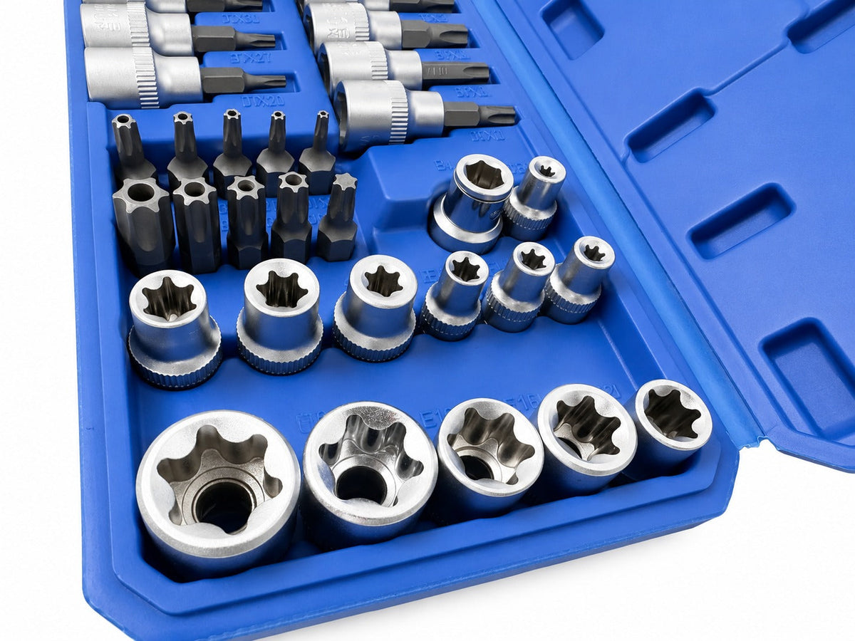 Dugókulcs készlet e-profil TORX 3/8" 34 db t10-t60 e4-e20 GEBO TOOLS