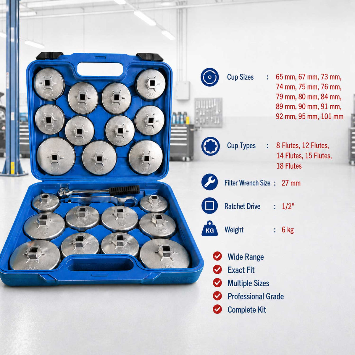 Alumínium olajszűrő kulcs készlet - 23 db GEBO TOOLS
