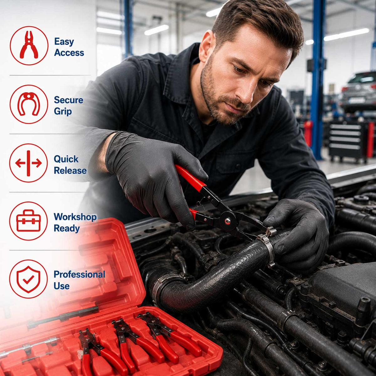 Vízcső bilincsfogó készlet 9 db GEBO TOOLS