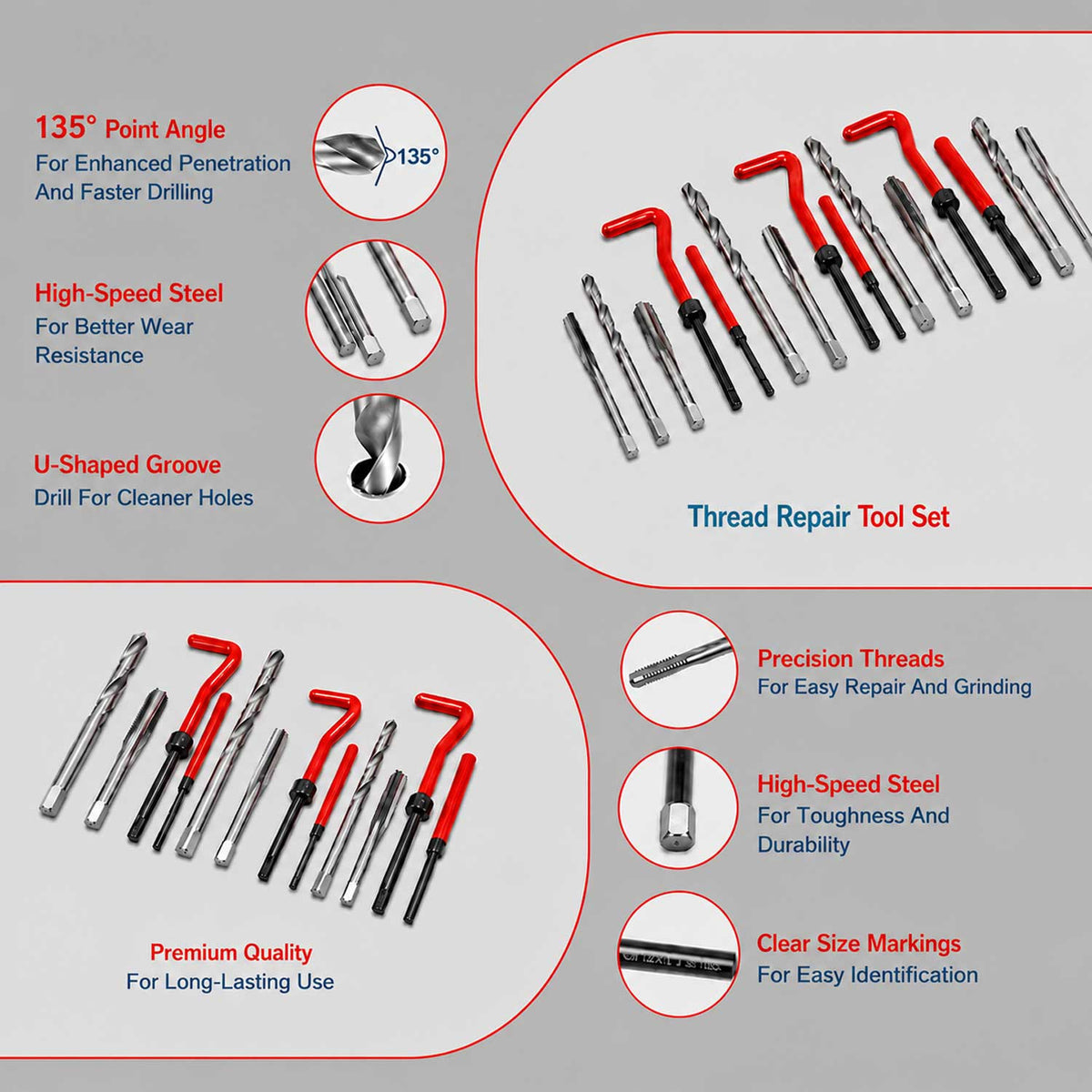 Menetjavító készlet m5 m6 m8 m10 M12 GEBO TOOLS