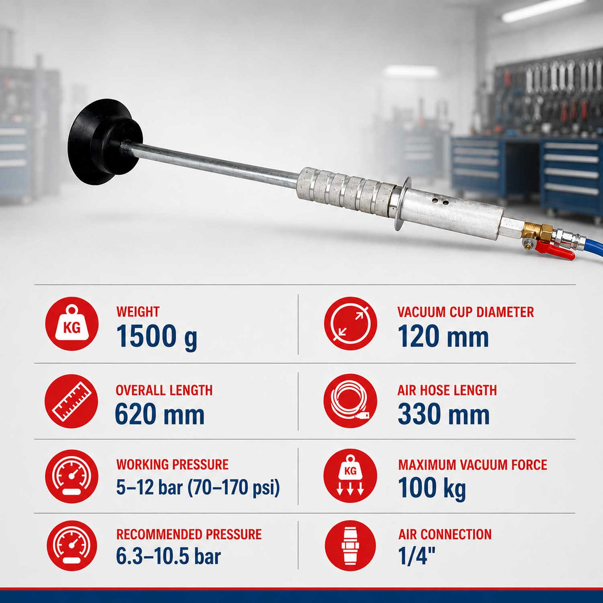 Karosszéria egyengető csúszókalapács pneumatikus tapadókoronggal GEBO TOOLS