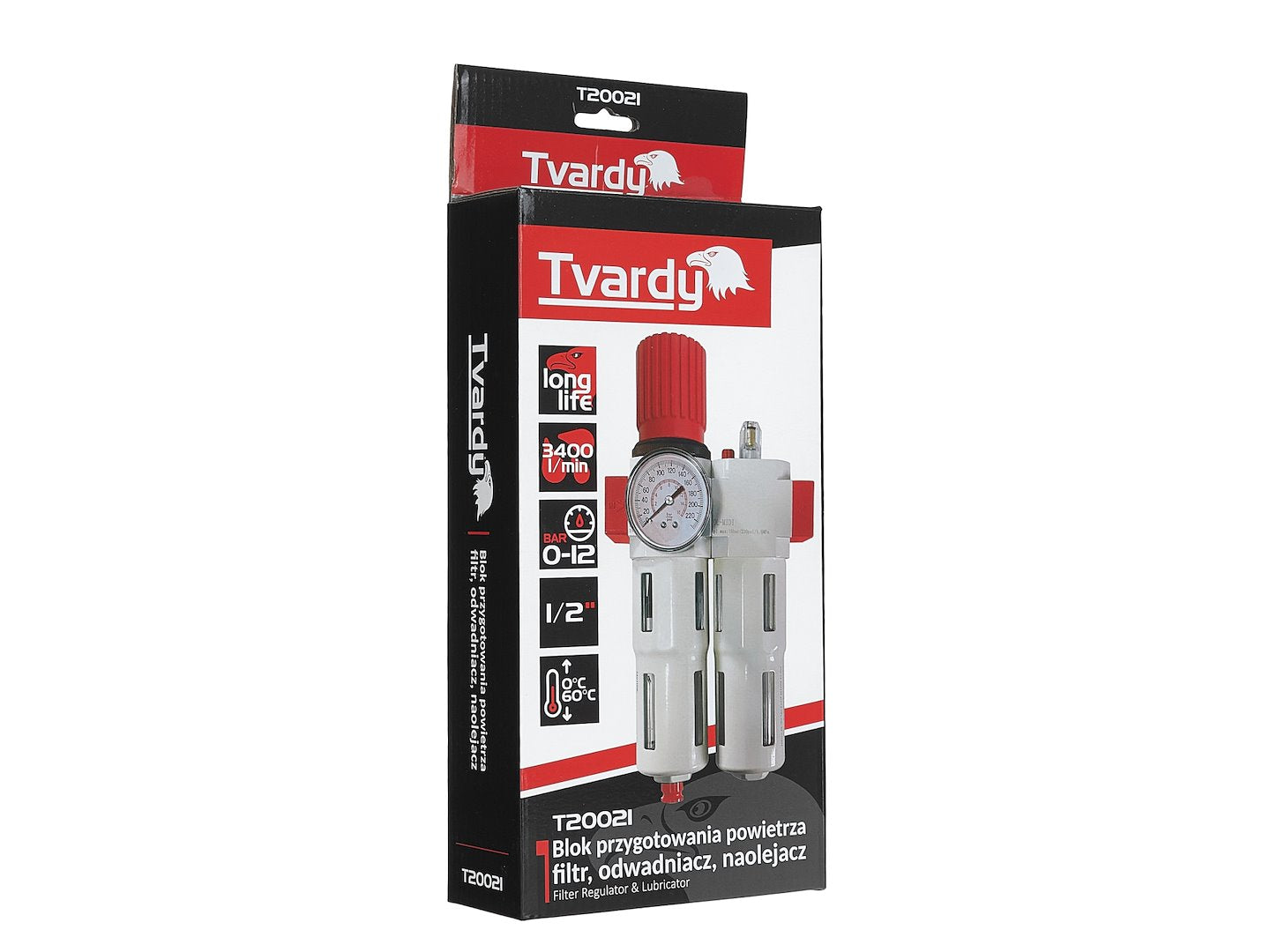 Vízleválasztó olajozó nyomásszabályozóval 1/2" TVARDY